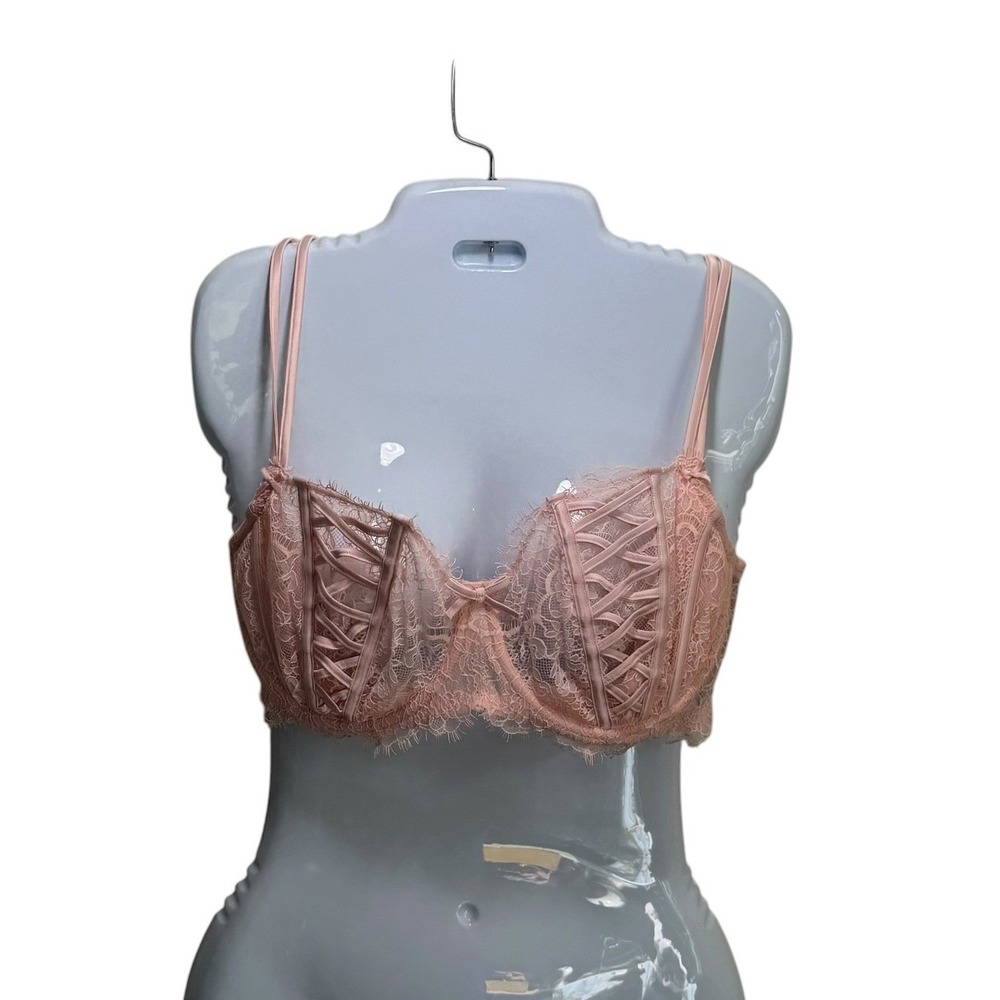 Victoria's Secret Dream Angels Wicked Unlined Lace Strappy Bra Blush Pink 32B